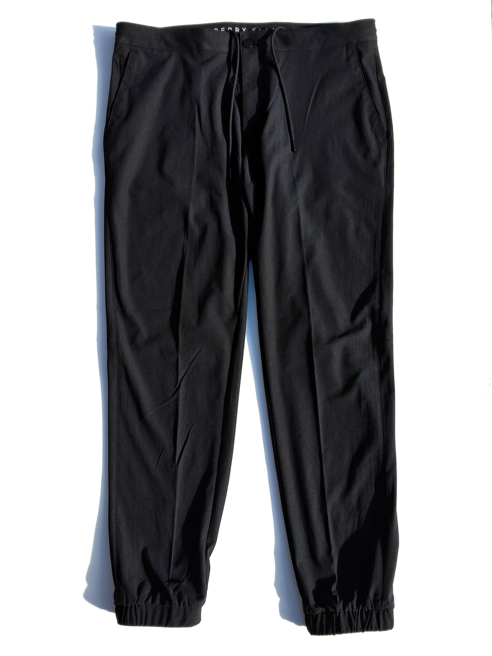 Perry Ellis Tapered Pleated Drawstring Joggers - Black (Size L)